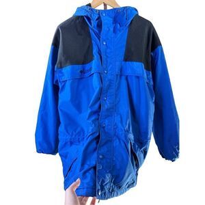 Colombia blue black waterproof fleece lined jacket sz L
